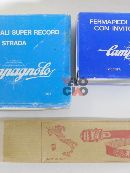 Campagnolo Super Record pedal set with clips and straps